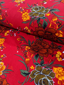 Red floral needle cord x 1/2mtr