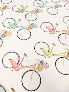 Bikes print hessian/linen heavyweight fabric - 1/2mtr
