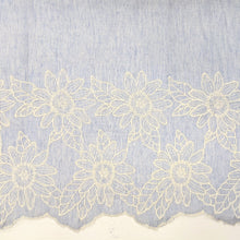 Load image into Gallery viewer, Embroidered edge blue stripe fabric x 1/2mtr