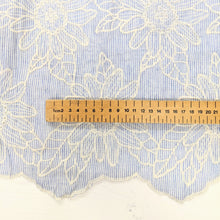 Load image into Gallery viewer, Embroidered edge blue stripe fabric x 1/2mtr