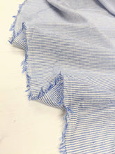 Load image into Gallery viewer, Embroidered edge blue stripe fabric x 1/2mtr