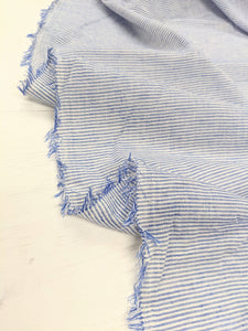 Embroidered edge blue stripe fabric x 1/2mtr