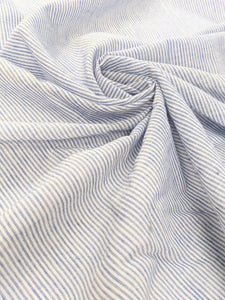 Embroidered edge blue stripe fabric x 1/2mtr