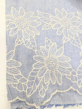 Load image into Gallery viewer, Embroidered edge blue stripe fabric x 1/2mtr