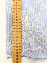 Load image into Gallery viewer, Embroidered edge blue stripe fabric x 1/2mtr