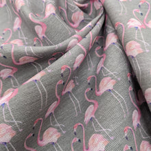 Load image into Gallery viewer, Flamingo hessian heavyweight fabric - 1/2mtr