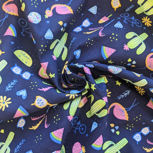 Bright cactus print cotton fabric - 1/2 metre