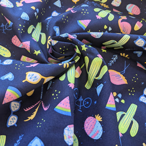 Bright cactus print cotton fabric - 1/2 metre