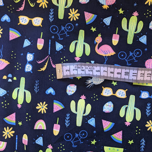 Bright cactus print cotton fabric - 1/2 metre