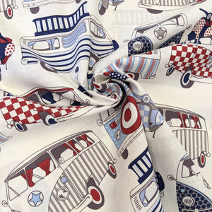 Campervan cotton fabric (wide) - 1/2 mtr