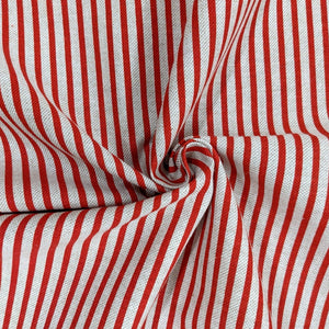 Red stripe print hessian heavyweight fabric - 1/2mtr