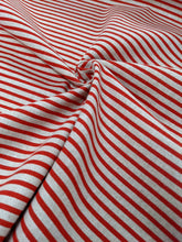 Load image into Gallery viewer, Red stripe print hessian heavyweight fabric - 1/2mtr