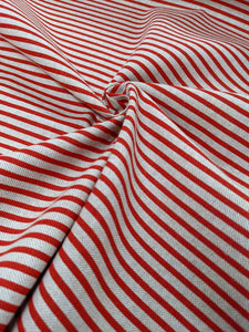 Red stripe print hessian heavyweight fabric - 1/2mtr