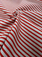 Load image into Gallery viewer, Red stripe print hessian heavyweight fabric - 1/2mtr