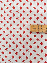 Load image into Gallery viewer, Red star print hessianheavyweight fabric - 1/2mtr