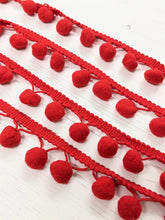 Load image into Gallery viewer, Pom Pom Trim - Red