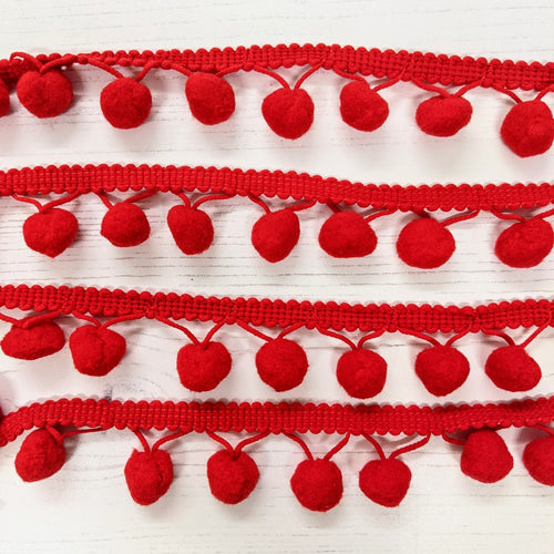 Pom Pom Trim - Red