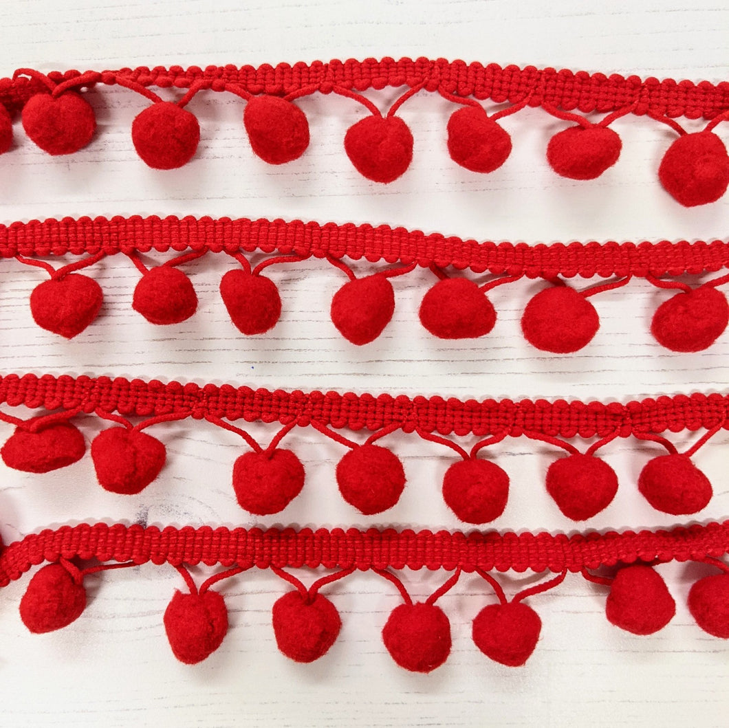 Pom Pom Trim - Red