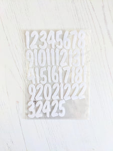 Applique white numbers for advent calendars