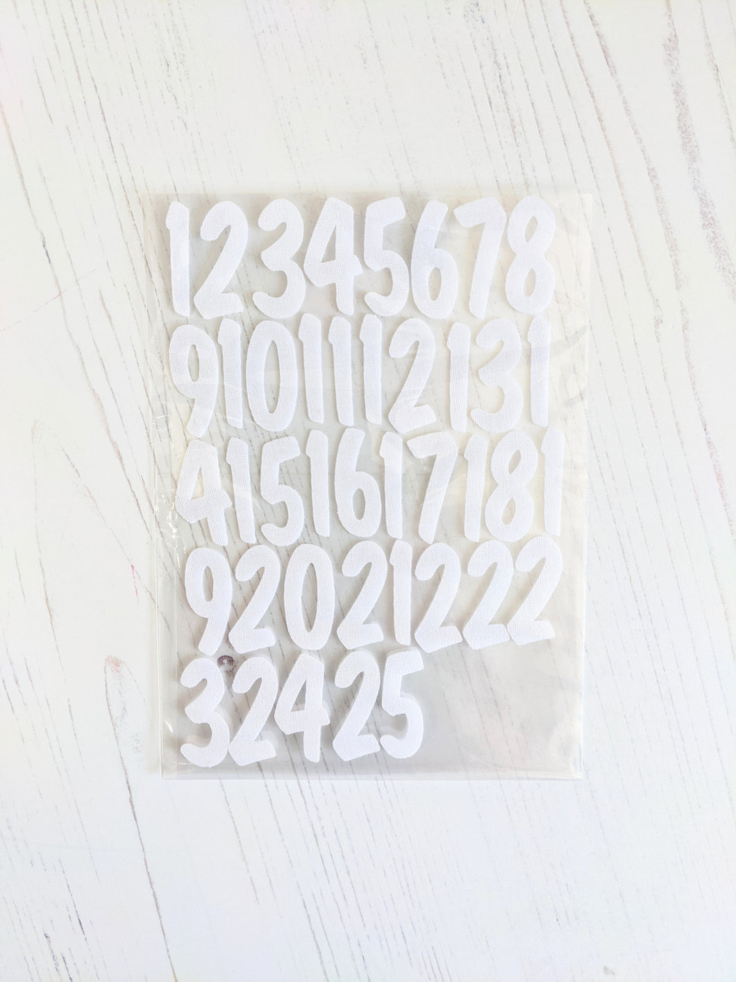 Applique white numbers for advent calendars