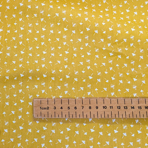 Mini mushrooms on mustard cotton fabric (wide) - 1/2 mtr