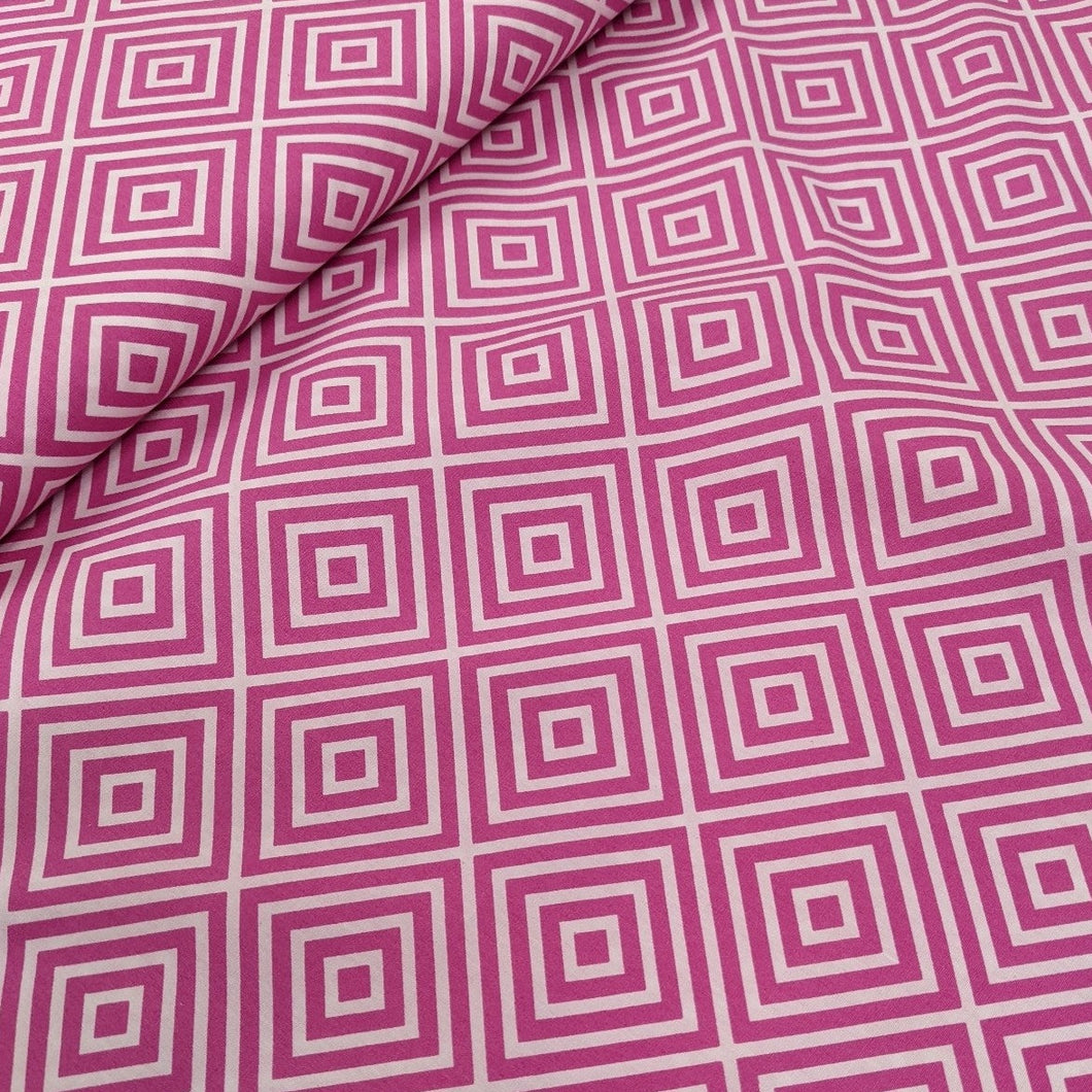 Pink geometric cotton fabric - 1/2 metre