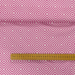 Pink geometric cotton fabric - 1/2 metre