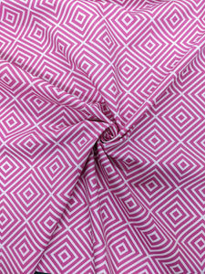 Pink geometric cotton fabric - 1/2 metre