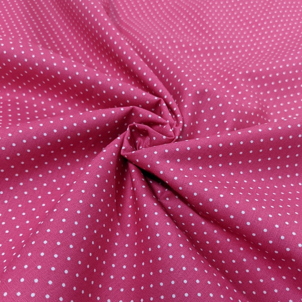 Bright pink pinspot cotton fabric (wide) - 1/2 mtr