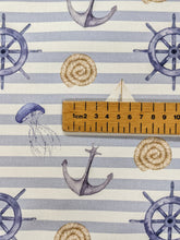 Load image into Gallery viewer, Nautical stripe heavyweight cotton - 1/2mtr - light blue