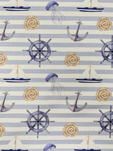 Load image into Gallery viewer, Nautical stripe heavyweight cotton - 1/2mtr - light blue