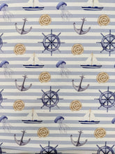Load image into Gallery viewer, Nautical stripe heavyweight cotton - 1/2mtr - light blue