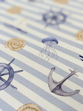 Load image into Gallery viewer, Nautical stripe heavyweight cotton - 1/2mtr - light blue