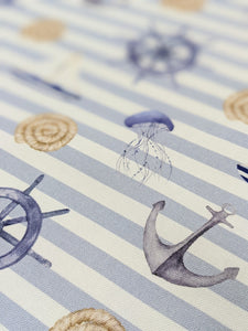 Nautical stripe heavyweight cotton - 1/2mtr - light blue