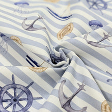 Load image into Gallery viewer, Nautical stripe heavyweight cotton - 1/2mtr - light blue