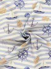Load image into Gallery viewer, Nautical stripe heavyweight cotton - 1/2mtr - light blue