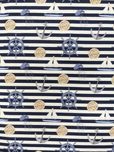 Load image into Gallery viewer, Nautical stripe heavyweight cotton - 1/2mtr - navy