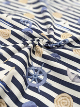 Load image into Gallery viewer, Nautical stripe heavyweight cotton - 1/2mtr - navy