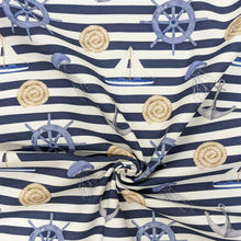 Load image into Gallery viewer, Nautical stripe heavyweight cotton - 1/2mtr - navy