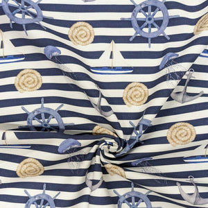 Nautical stripe heavyweight cotton - 1/2mtr - navy