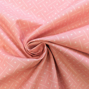 Peach geometric cotton fabric - 1/2 mtr