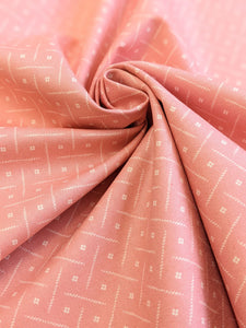 Peach geometric cotton fabric - 1/2 mtr