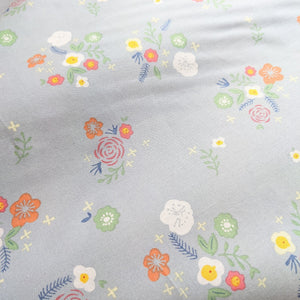 Grey colourful floral cotton fabric (wide) - 1/2 mtr
