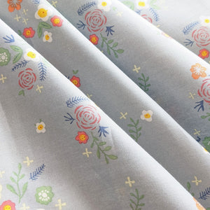 Grey colourful floral cotton fabric (wide) - 1/2 mtr