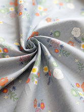Load image into Gallery viewer, Grey colourful floral cotton fabric (wide) - 1/2 mtr