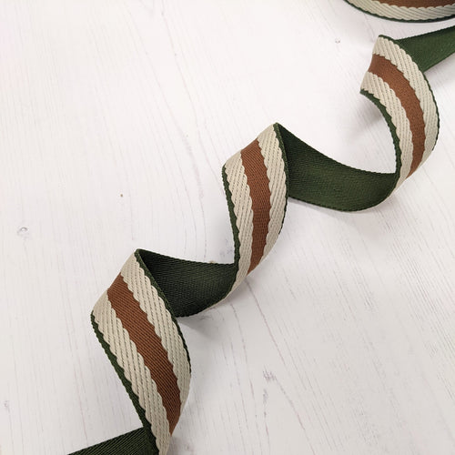 Strapping Khaki green and tan stripe - 40mm