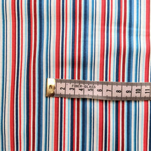 Load image into Gallery viewer, Nautical blue and red stripe cotton fabric - 1/2 mtr