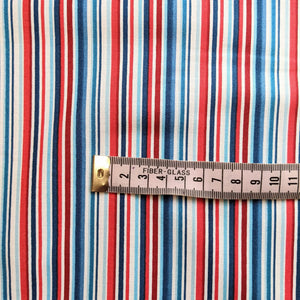 Nautical blue and red stripe cotton fabric - 1/2 mtr