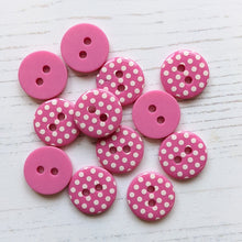 Load image into Gallery viewer, Hot pink dotty button