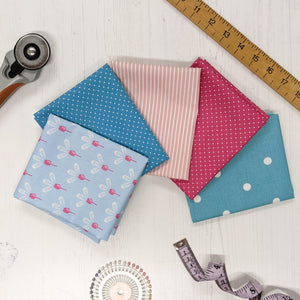 Fat quarter bundle 100% cotton - pink and turquoise